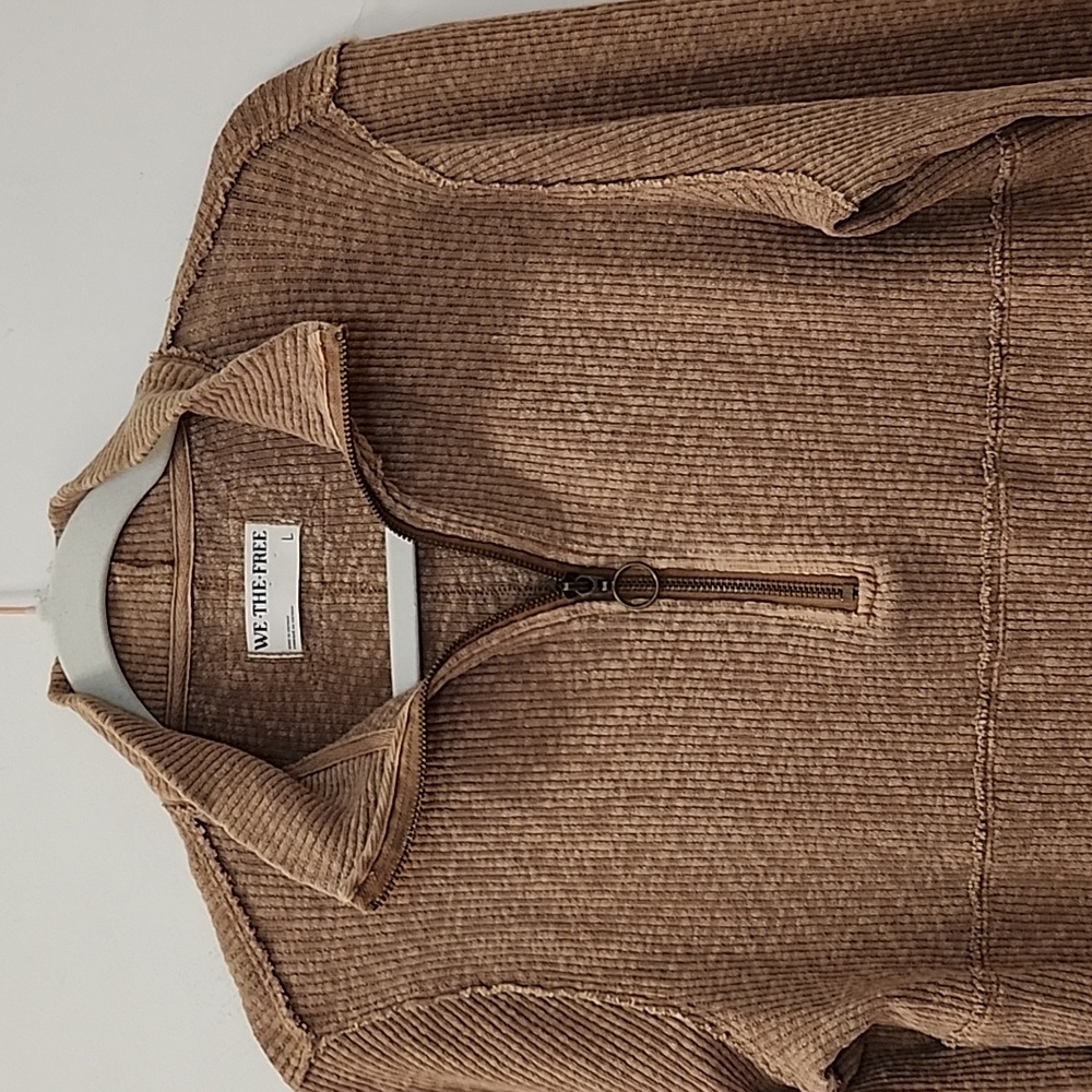 We The Free Ribbed Knit Pullover Half Zip Mock Neck Top Size Large - Picture 8 of 16